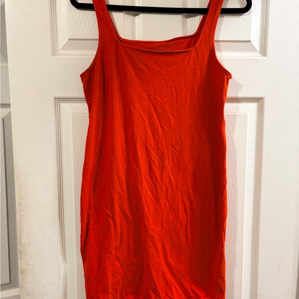 Wild Fable Orange Ribbed Bodycon Tank Dress